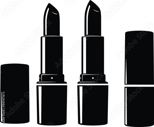 Vector illustration of lipstick packaging—symbols for cosmetic design, beauty essentials, makeup container, fashion accessory, and personal care reference