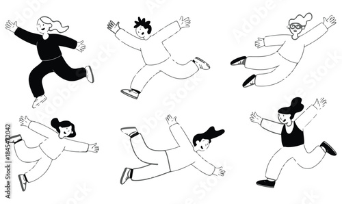 Joyful Human Poses – Minimalist Dancing and Celebrating Figures