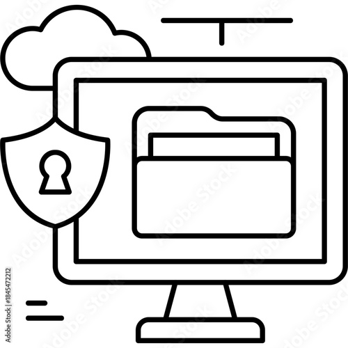 Line Art Data Protection Icon