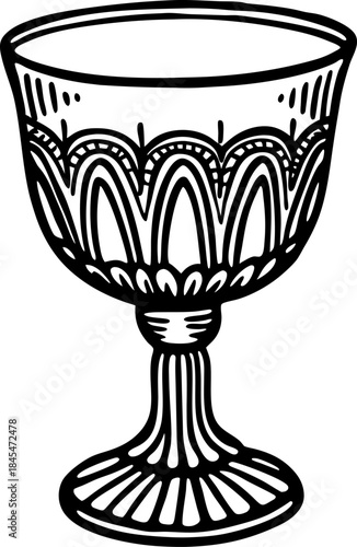 black and white goblet drawing clip art preview