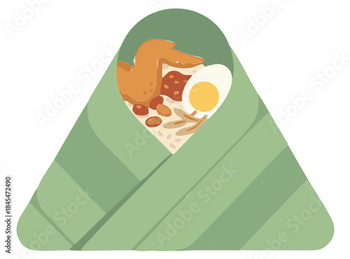 Nasi Lemak Fatty Rice wrapped in Banana leaf