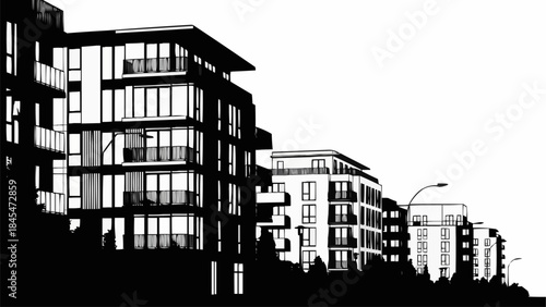 Modern Apartment Buildings Facade Architectural Design.