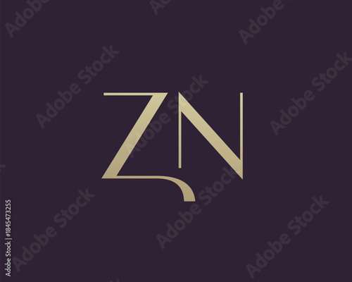 ZN letter logo icon design. Classic style luxury initials monogram.