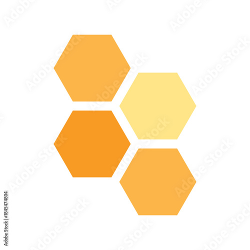 Honeycomb colorful icon. Hexagon geometric shape sign, symbol. Orange and yellow colors. Vector illustration. Editable stroke. Flat design decoration element.