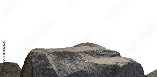 Rock Podium isolated, Stone stand Display product on white background,Stones Sea formation located part of the mountain,Group of Cliff Rock with natural rough texture surface with clipping path