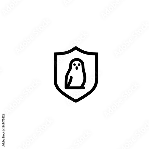 Shield with penguin icon vector artwork depicting resilience safety defense and protective animal energy
