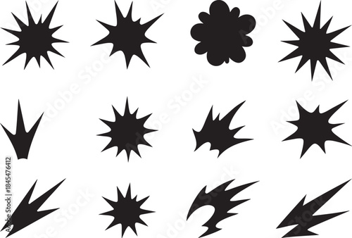 Dynamic Explosion and Energy Burst Shapes – Motion Design Vector Set.