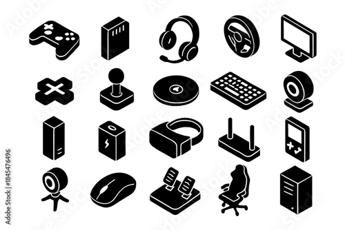 Isometric electronic devices and accessories icons collection