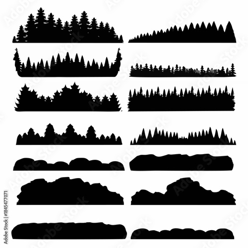 Tree line up silhouette set c...