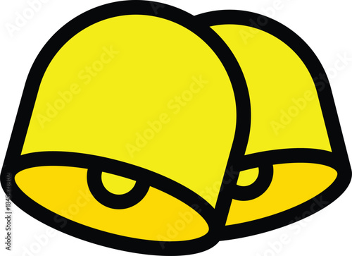 Two yellow christmas bells ringing