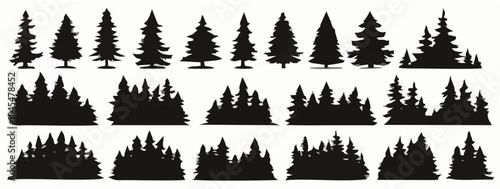 Christmas trees set stickers ...