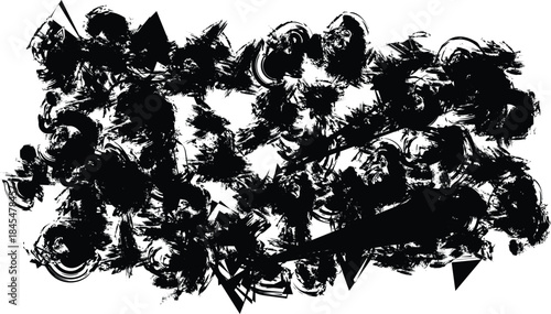 Abstract art piece with dark ink strokes on white background