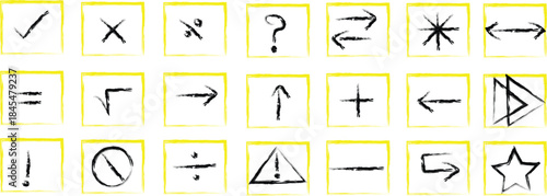 Collection of hand drawn symbols and shapes