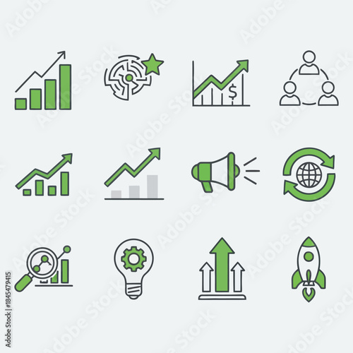 Modern business icon set
