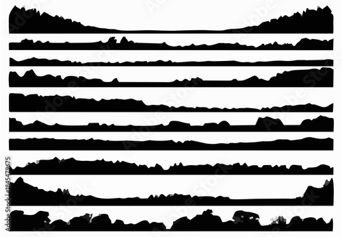 Set of forest isolated silhou...