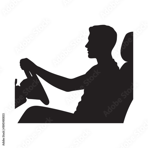 A silhouette of a driver focused on the road ahead in a vehicle