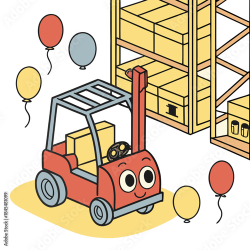 forklift with boxes