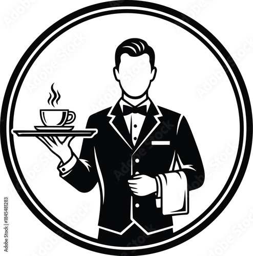Elegant waiter serving coffee in luxury setting