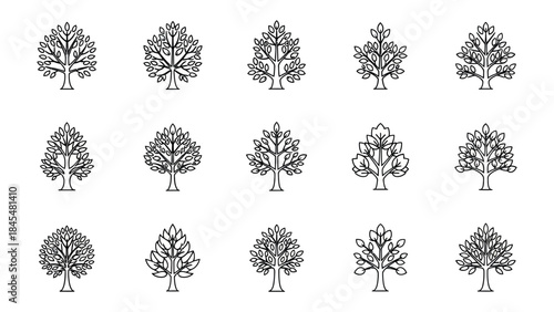 Tree Icon Collection: A meticulously curated collection of tree icons, each representing a unique botanical marvel and designed to enhance various design projects.
