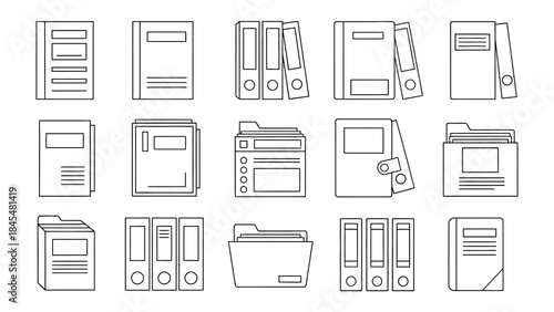 Office Essentials: A collection of various books and folders in the office, meticulously arranged, representing essential components of an organized and efficient workspace. 