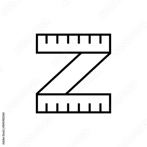 Z-Shape Ruler Icon Measuring Tool Symbol For Design And Education