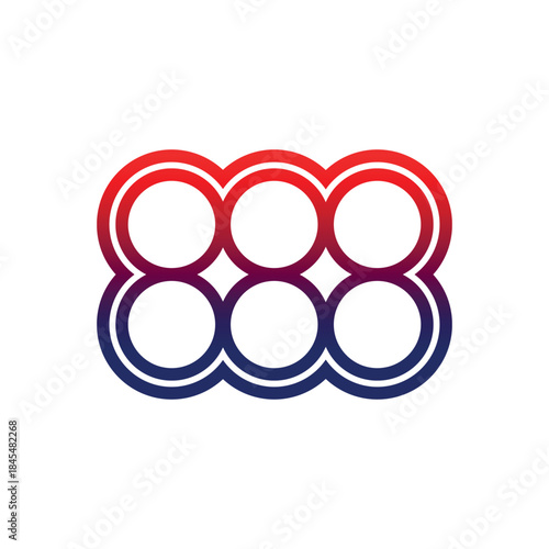 Circle Grid 888 Logo With Red To Blue Ring Outlines