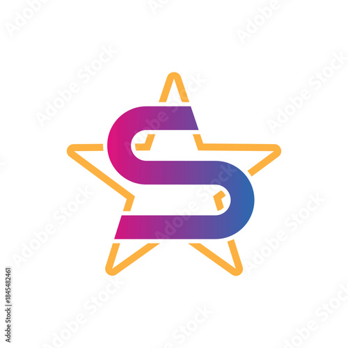 S Logo Over Star Outline — Modern Abstract Brand Symbol for Creative Branding