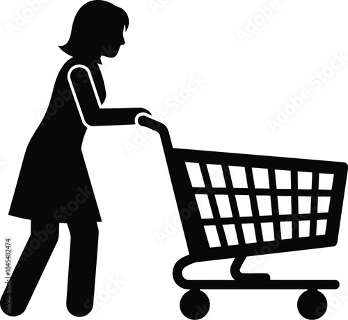 Woman pushing shopping cart