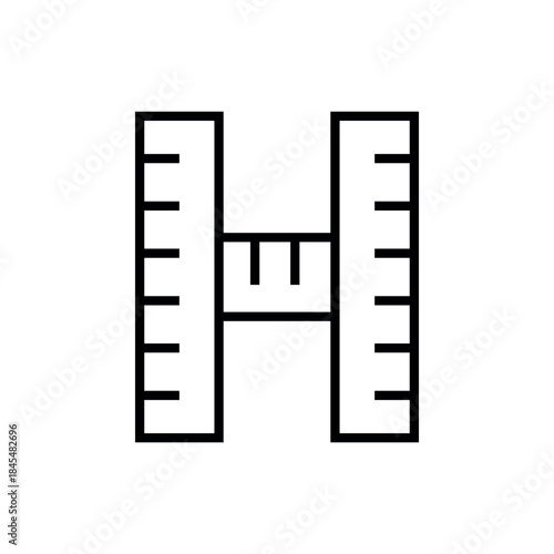 H-Shaped Measurement Ruler Icon Symbolizing Scale, Precision, and Engineering Tools