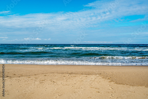 Fototapeta Naklejka Na Ścianę i Meble -  The scenic views of Sarıkum National Park, situated in a combination of sea, sand, lake and forest with species of water birds and birds of prey, and roe deer, lynx, bustard and swan in Sinop, Turkey.