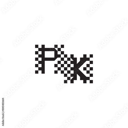 Alphabet Logo Monogram Design Modern Abstract Bold PK Initial Pixel Vector Alphabet