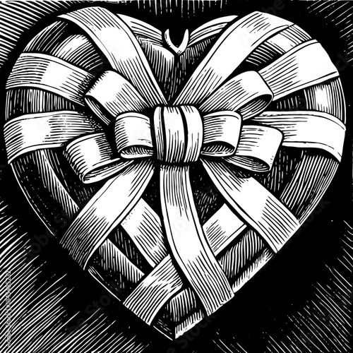Heart with ribbon bow gift love