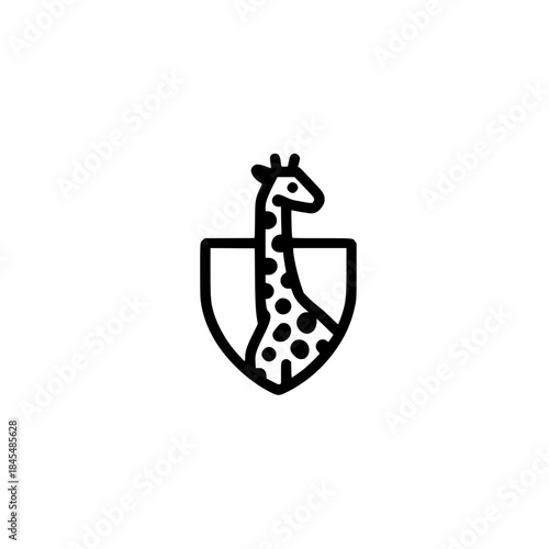 Giraffe icon inside shield vector illustration representing protection safety resilience and secure defense