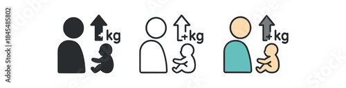 baby gain icon on light background. parent observing healthy newborn growth. progress symbol