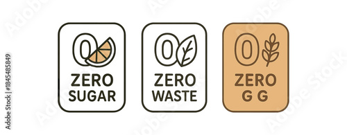 Flat vector illustration zero contain style labels clear simple and short text