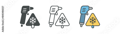 cryosurgery warning sign low temperature with snowflake and droplet