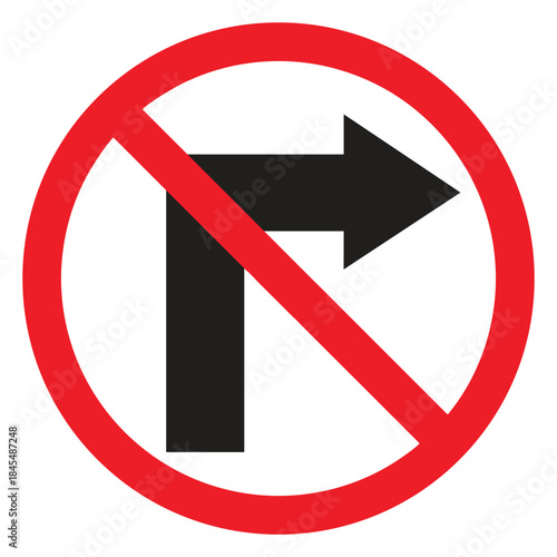 NO RIGHT TURN SIGN Logo Vector Illustration