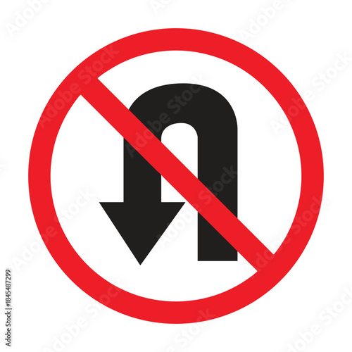 No U Turn Vector Sign Illustration