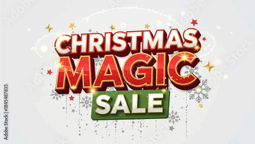 Experience the enchanting holiday shopping season with our magical festive sale promotion banner design, adorned with sparkling stars and glitter