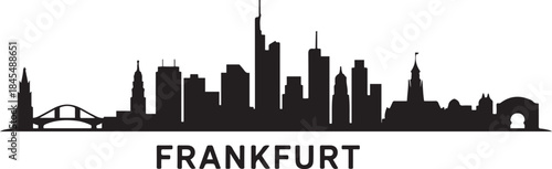 Frankfurt skyline. Travel Frankfurt famous landmarks. design Vector black silhouette
