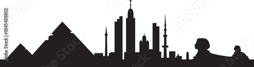 Egypt skyline, Egypt cityscape, Egypt. design Vector black silhouette
