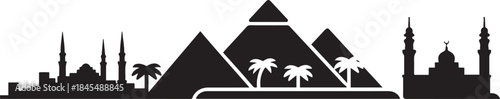 Egypt skyline, Egypt cityscape, Egypt. design Vector black silhouette