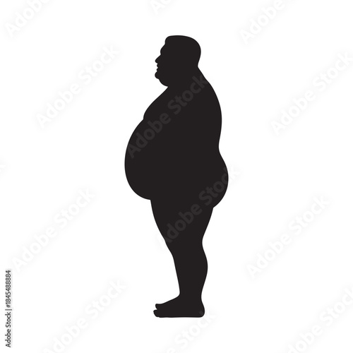 A stark silhouette of a person with a large build viewed in profile