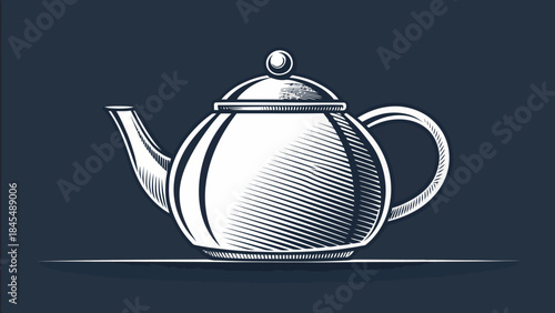 Elegant teapot on a tray against a dark background