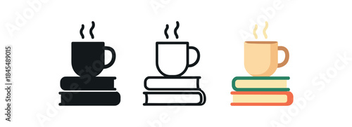 introvert lifestyle steaming mug and small stack of books