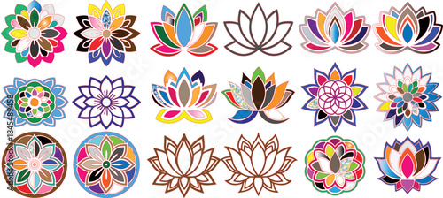 Colorful Lotus and Mandala Flower Designs with Patterns