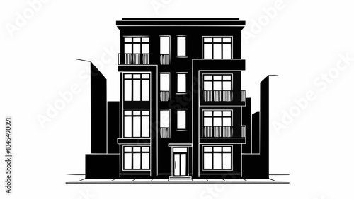 Modern Residential Building Facade Architectural Design.