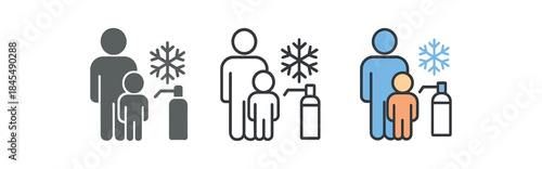 cryosurgery pediatric patient outline with parent figure and cold symbol