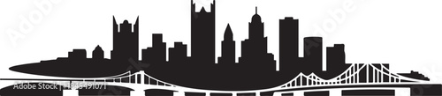 Vector silhouette illustration of Pittsburgh City urban skyline. design Vector black silhouette