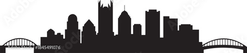 Vector silhouette illustration of Pittsburgh City urban skyline. design Vector black silhouette